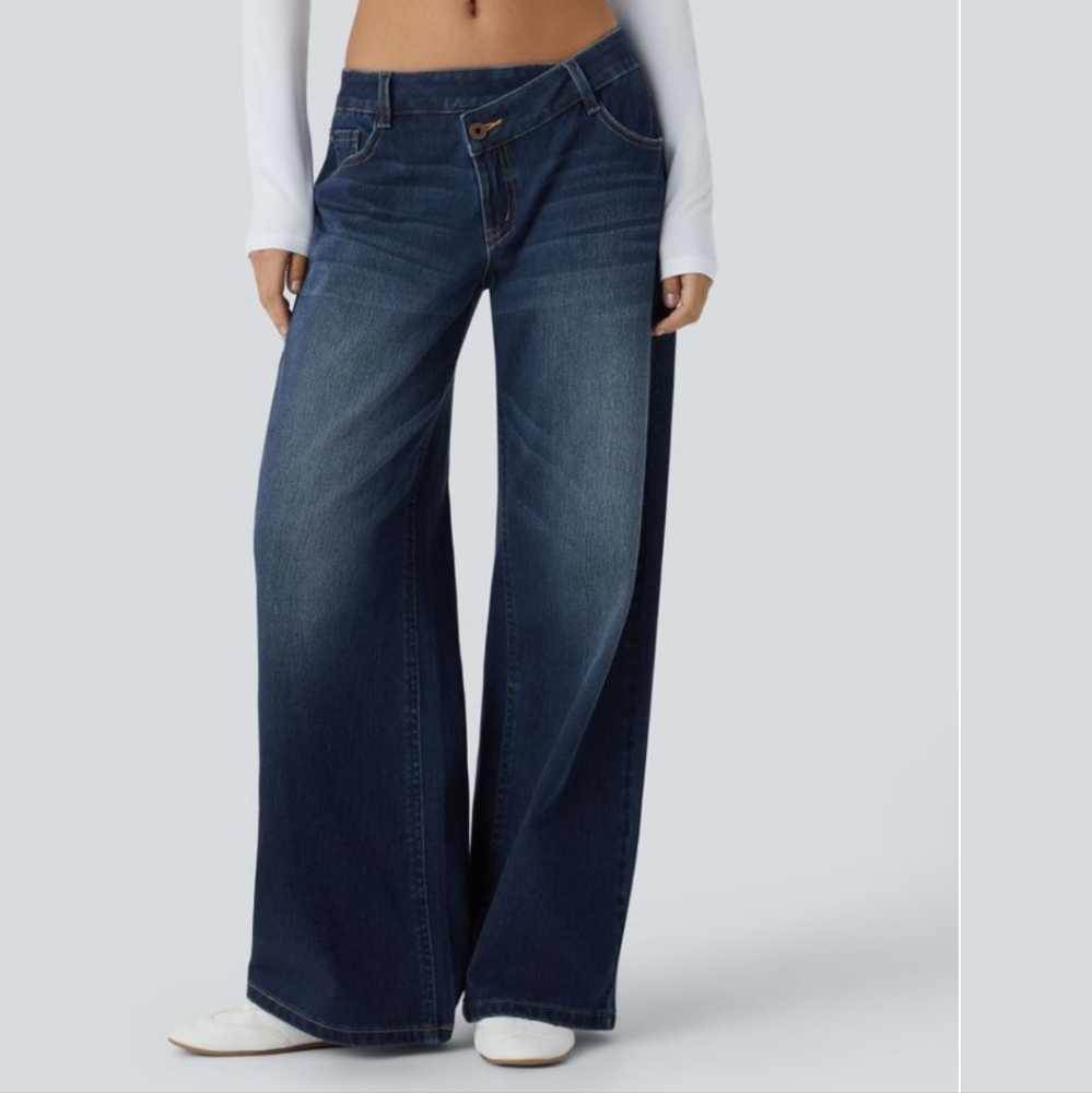 HALARA FlexTM Low Baggy Wide Leg Jeans Size L Regular